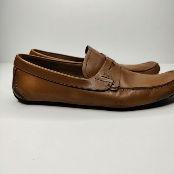 Salvatore Ferragamo Penny Loafers Leather Brown Moccasin Driver Shoes 10.5 D - Picture 4 of 13